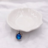 DIY Engagement Green Stone Stainless Steel Oval Pendant