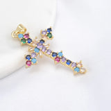 Christian Cross Charm Pendant with Zircon Paving