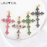 Christian Cross Charm Pendant with Zircon Paving