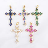 Christian Cross Charm Pendant with Zircon Paving