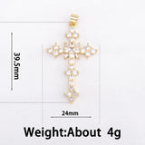 Christian Cross Charm Pendant with Zircon Paving