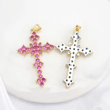 Christian Cross Charm Pendant with Zircon Paving