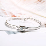 Heart Zircon Adjustable Cuff Charm Bracelet Bangle