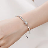 Heart Zircon Adjustable Cuff Charm Bracelet Bangle