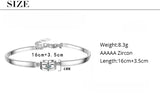 Heart Zircon Adjustable Cuff Charm Bracelet Bangle
