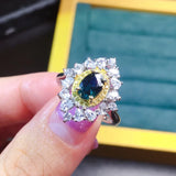 Multicolor Oval Gems Ring Bridal Wedding Band Engagement Ring