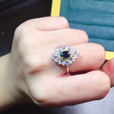Multicolor Oval Gems Ring Bridal Wedding Band Engagement Ring