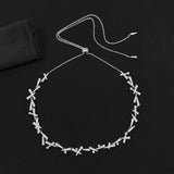 Delicate Zirconia Leaf Choker Necklace for Women