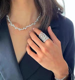 Delicate Zirconia Leaf Choker Necklace for Women