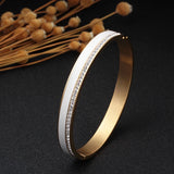 Resin Ceramic Bracelets Bangles Stainless Steel Crystal Bracelet