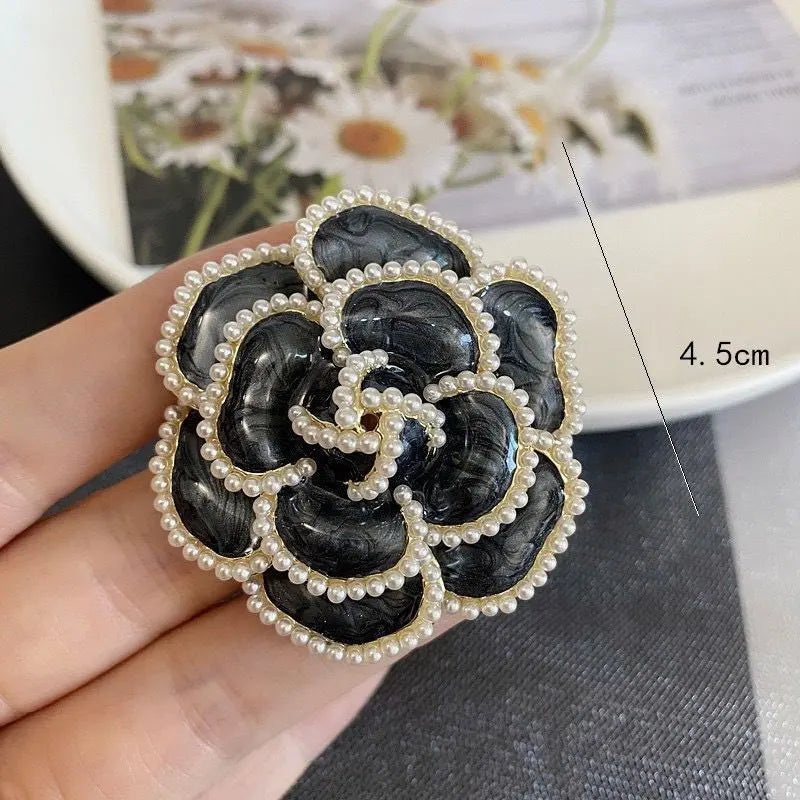 Camellia Pearl Brooch For Woman Wedding Collar Buckle Clothing Accessories