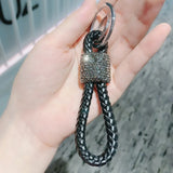 Pink Crystal Car Keyring Lanyard Hand-woven Keychain