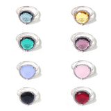 Multicolor Crystal Triangle Ring with CZ Stones Jewelry Gift