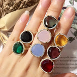 Multicolor Crystal Triangle Ring with CZ Stones Jewelry Gift