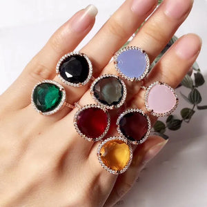 Multicolor Crystal Triangle Ring with CZ Stones Jewelry Gift