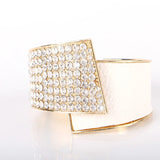 Crystal PU Leather Cuff Bangle for Women