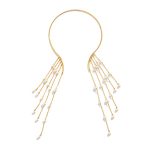 Pearl Long Tassels Torques Necklace For Women Jewelry