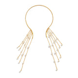 Pearl Long Tassels Torques Necklace For Women Jewelry