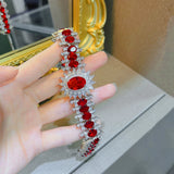 Zircon Ruby Bracelet Chain Wedding Banquet Silver