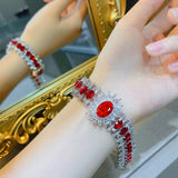 Zircon Ruby Bracelet Chain Wedding Banquet Silver