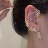 Silver Plated Metal Leaf Butterfly Clip on Earrings for Women Ear Clips