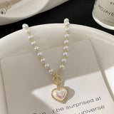 Pearl Heart Necklace Beaded Choker Valentines Bridesmaid Gift