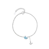 925 Sterling Silver Ankle Bracelet Whale Dolphin Decorative Lady Anklet