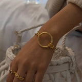 Stylish 18k Solid Filled Cuff Bracelet 14K Gold Plated Open Bangles