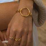 Stylish 18k Solid Filled Cuff Bracelet 14K Gold Plated Open Bangles