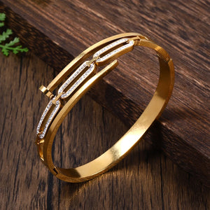 Women's Stainless Steel CZ Cuff Bracelet