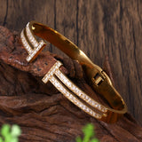 Women's Stainless Steel CZ Cuff Bracelet