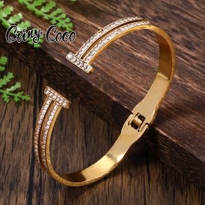 Women's Stainless Steel CZ Cuff Bracelet