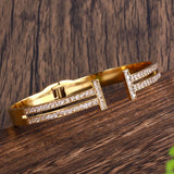 Women's Stainless Steel CZ Cuff Bracelet
