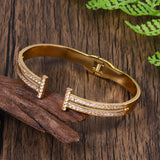 Women's Stainless Steel CZ Cuff Bracelet