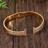Women's Stainless Steel CZ Cuff Bracelet