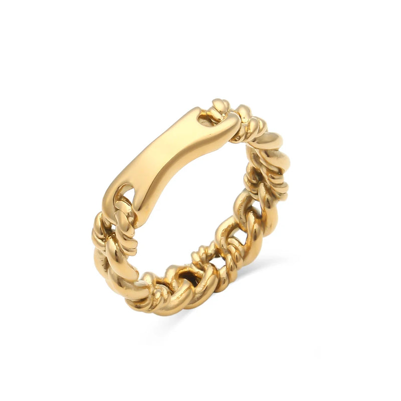 Vintage Stainless Steel Chain Rings for Women