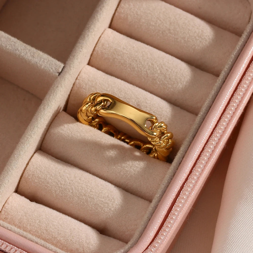 Vintage Stainless Steel Chain Rings for Women