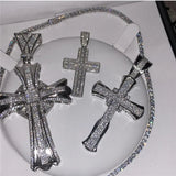 925 Silver Cross Pendant Necklace with AAAAA Cz - Hiphop Wedding Jewelry