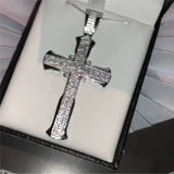 925 Silver Cross Pendant Necklace with AAAAA Cz - Hiphop Wedding Jewelry