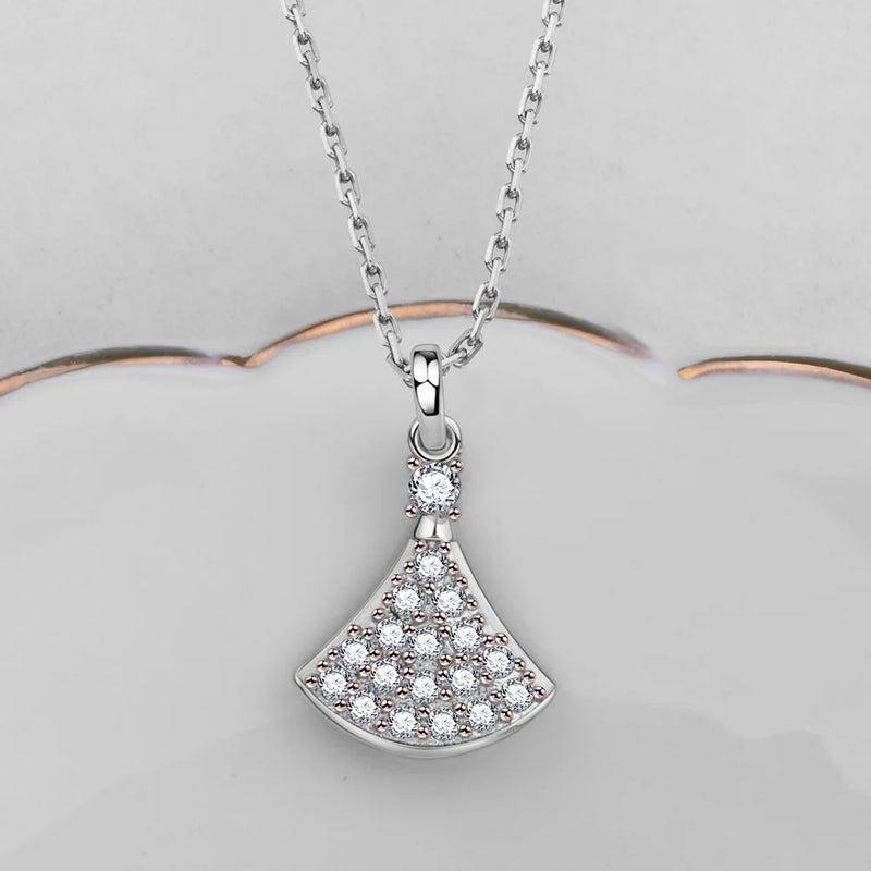 Diamond Pendant Necklace 925 Sterling Silver Link Chain Rose Fine Jewelry