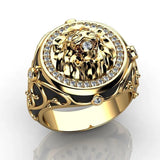 Domineering Plated Lion Head Ring for Men