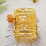 Dubai Bangles With Ring Indian Wide Bracelet For Women Nigerian Bridal Wedding