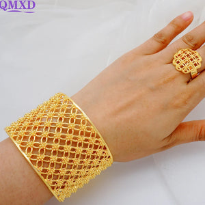 Dubai Bangle With Ring For Women African Cuff Bracelet Jewelry Gift