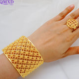 Dubai Bangle With Ring For Women African Cuff Bracelet Jewelry Gift