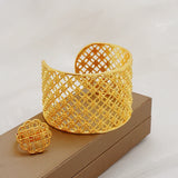 Dubai Bangle With Ring For Women African Cuff Bracelet Jewelry Gift