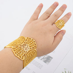 Dubai Bracelet Ring Female Big Round Bangle Women Wedding Bride