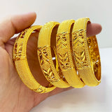 Dubai Bangles for Women 24K Plated Indian African Bracelets Charm Wedding