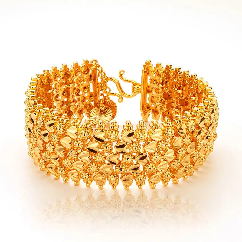 Dubai Bangles For Women 24K Plated Indian African Charm Bracelets