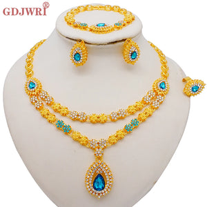 Dubai Double Layered Necklace Jewelry Sets For Women