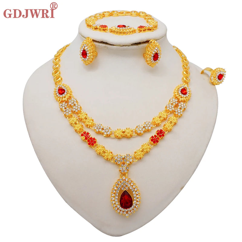 Dubai Double Layered Necklace Jewelry Sets For Women